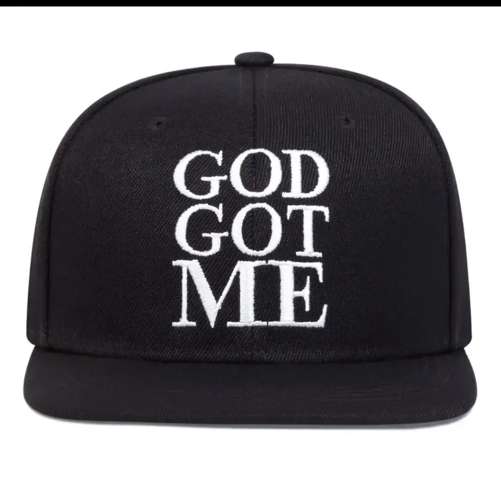 GOD GOT ME Men's Embroidered Hip Hop Hat - Adjustable UV Protection Casual Hat